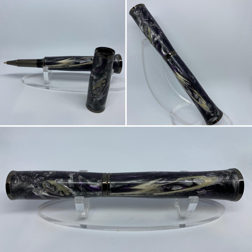 Purple and Silver Alligator Jawbone on Gunmetal